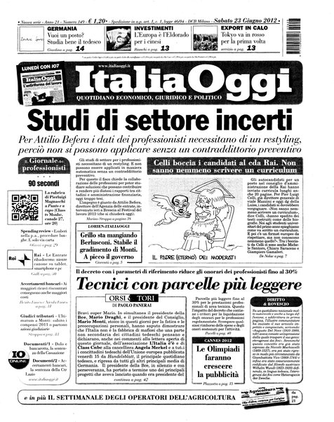 Italia oggi : quotidiano di economia finanza e politica